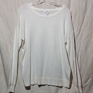 Crown & Ivy White Heart Sweater
